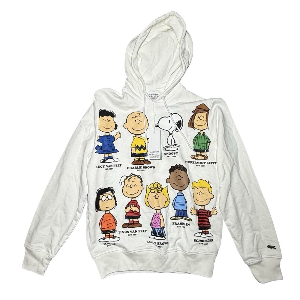 Lacoste X Peanuts Unisex Sweatshirt Hoodie White MediumRare‎ Collectors $195